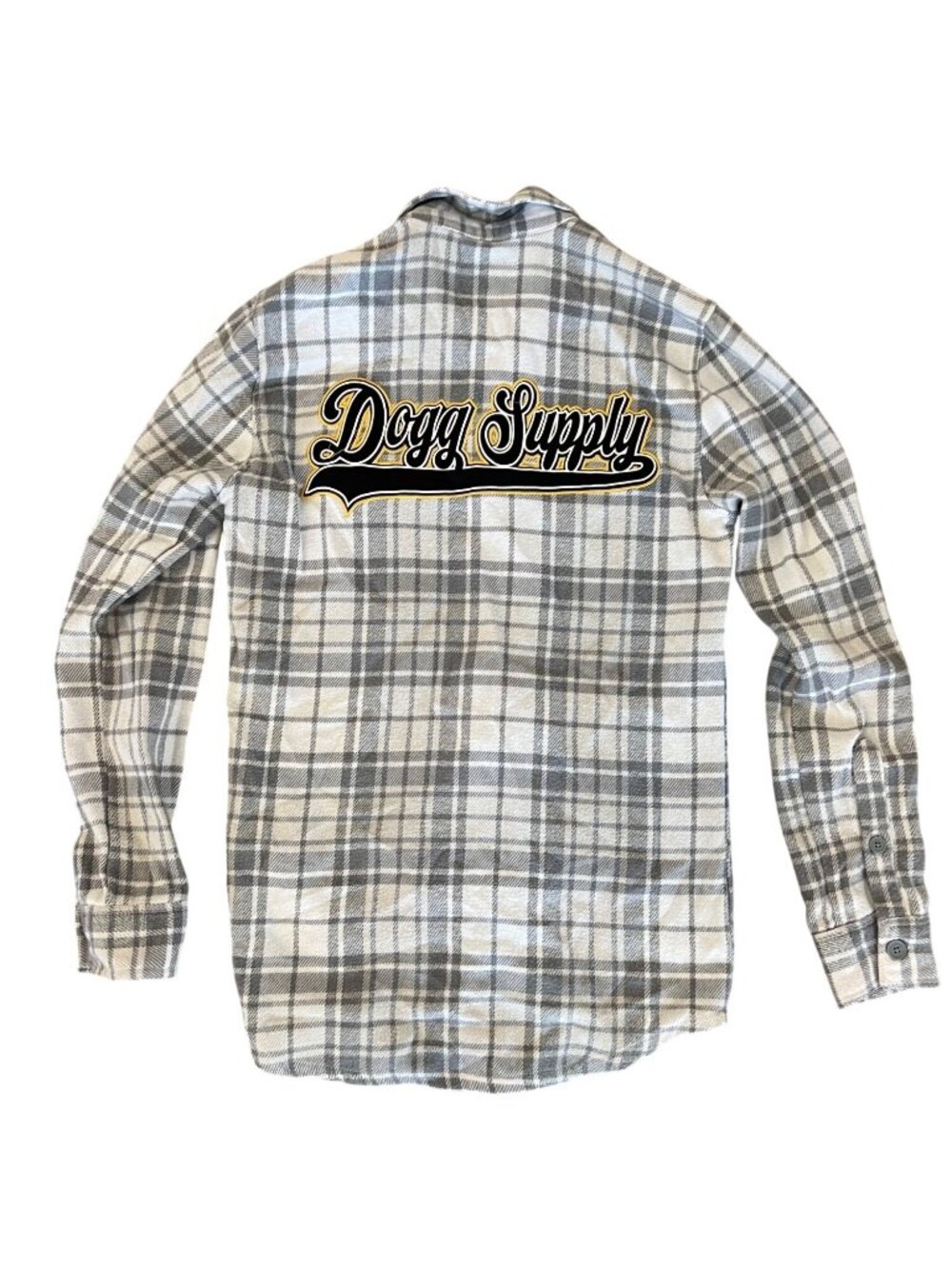 Dogg Supply Gray White Plaid Button-Up Shirt Men's Size XS Long Sleeve Top
